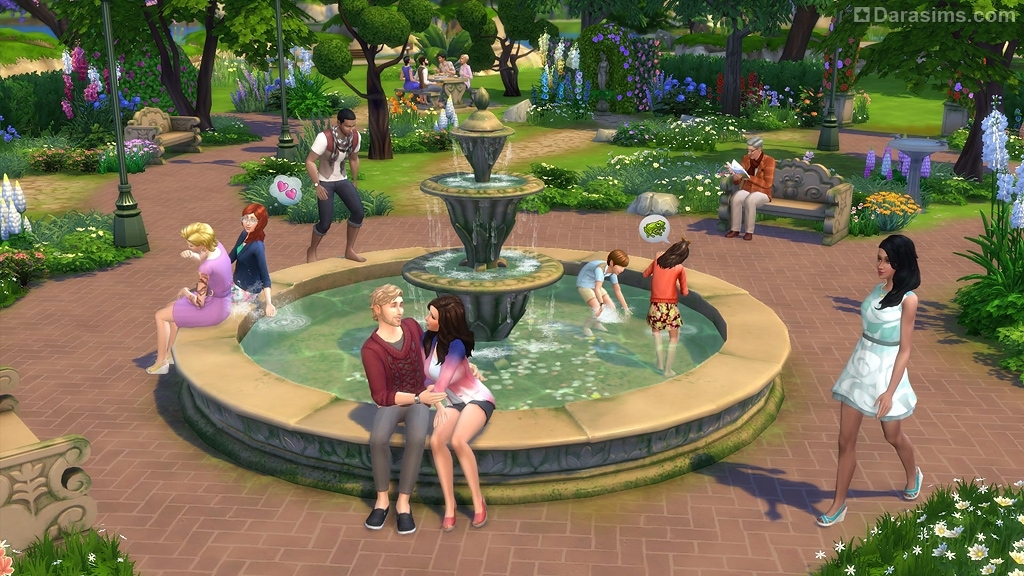 Большой фонтан в парке из «Симс 4 Романтический сад» » DaraSims.com .