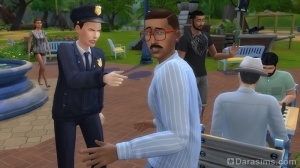 Полицейский арестовывает подозреваемого в Симс 4