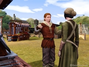 Льстить покупателю на рынке The Sims Medieval