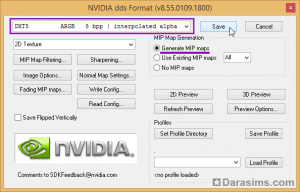 сохранение текстуры в формате dds dxt5 interpolated alpha