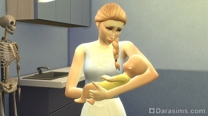 Персонаж с новорожденным в больнице