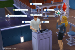 действия с персоналом в sims 4 dine out