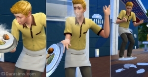 Официант роняет поднос в Sims 4