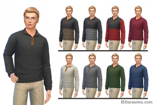 свитер с воротом на молнии в The Sims 4