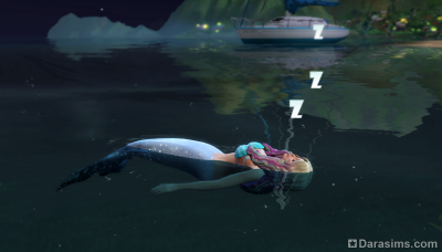 Русалка, спящая на воде в Симс 4 Жизнь на острове